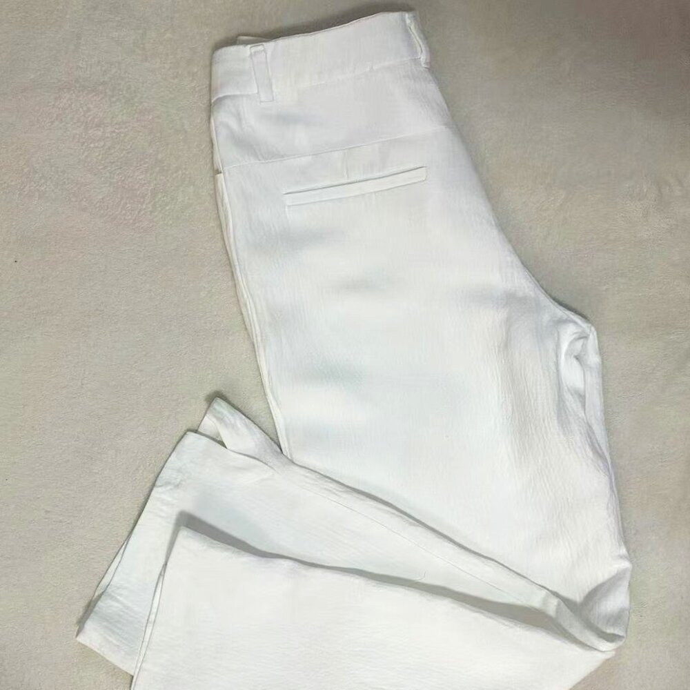 ZARA Women's White High-Waisted Straight-Leg Pants